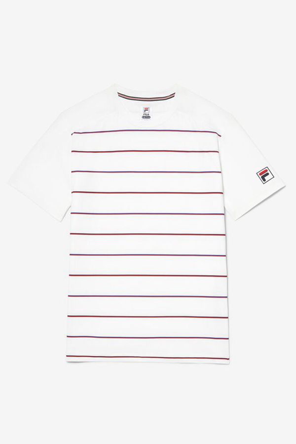 Fila Tričká Panske Biele / Pruhované - Striped Sleeve Tenis Vypredaj - Slovakia 34627-IRCN